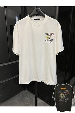 ルイヴィトン25SSカラフルな文字刺繍半袖Tシャツ