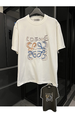 ロエベスーパーコピーライン刺繍ロゴ半袖シャツ