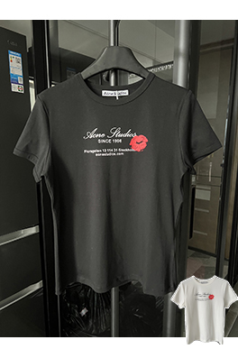 アクネストゥディオズリッププリントロゴプリントカジュアル半袖Tシャツ