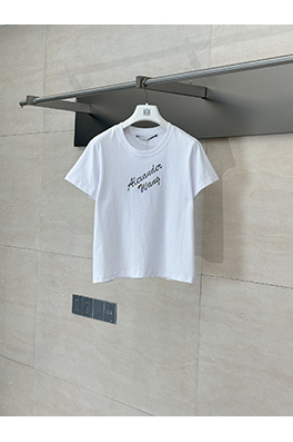 アレキサンダーワン新しいホットドリルビーズラウンドネック半袖Tシャツ