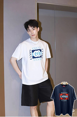 グッチ新しいロゴプリント半袖Tシャツ