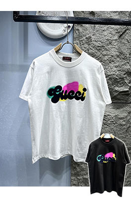 グッチ新しいレンダリング布刺繍半袖Tシャツ