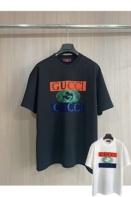 グッチ新しいダブルGミラーロゴラウンドネックTシャツ