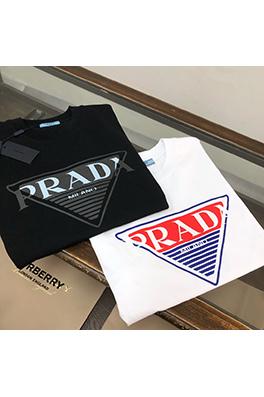 プラダ 新しいロゴプリントラウンドネック半袖Tシャツ