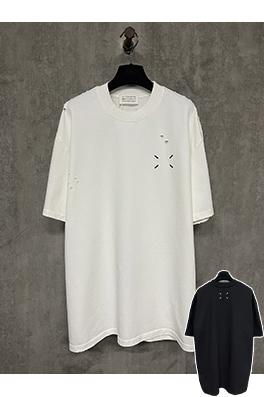 マルタンマルジェラ 新しい前後4点刺繍穴重いポンド半袖Tシャツ