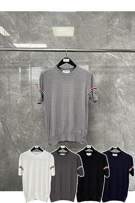 トムブラウンコピーストライプニットクルーネックTシャツ