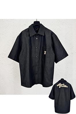 ルイヴィトン 刺繍デニム半袖シャツ