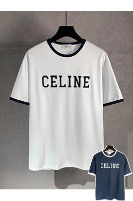 セリーヌ アップリケ刺繍文字クルーネック半袖Tシャツ