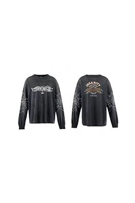 セント マイケル 新しい水洗い破壊長袖Tシャツ