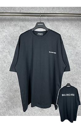 バレンシアガ 前後のファッションロゴ半袖Tシャツ