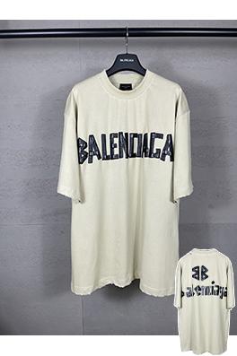 バレンシアガ マスキングテーププリントウォッシュブラッシング半袖Tシャツ