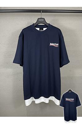 バレンシアガスーパーコピー 前後パリのクラシックな波の花のロゴ刺繍二重半袖Tシャツ