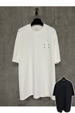 マルタンマルジェラ 新しい前後4点刺繍穴重いポンド半袖Tシャツ
