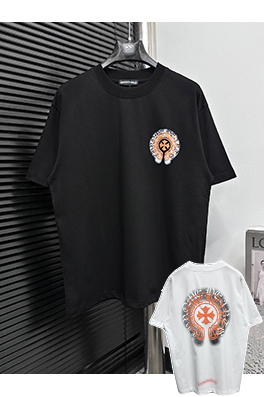 クロムハーツサンスクリット馬蹄発泡プリント半袖Tシャツ