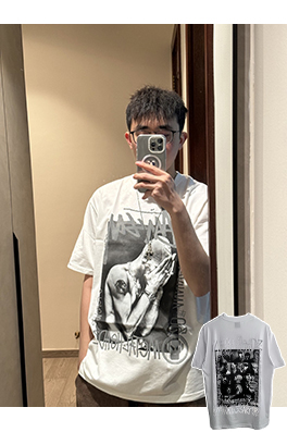 ステューシー3M反射ブラックバンドキャラクターTシャツ