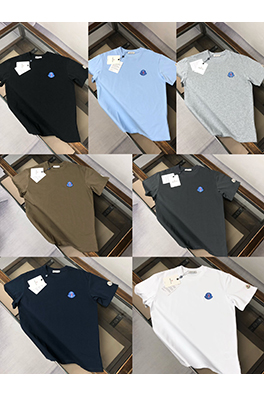 モンクレール 新しいロゴ刺繍ラウンドネック半袖Tシャツ