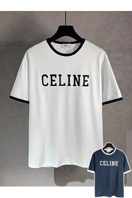 セリーヌ アップリケ刺繍文字クルーネック半袖Tシャツ