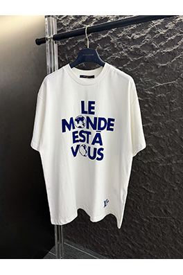 ルイヴィトン 新しい地球シリーズの植毛プリント半袖Tシャツ