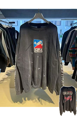 セント マイケル デニムウォッシュ破壊長袖Tシャツ