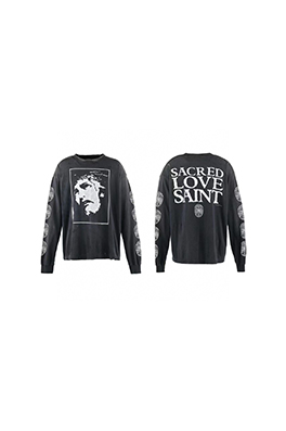 セント マイケル 長袖ウォッシュ古いTシャツ