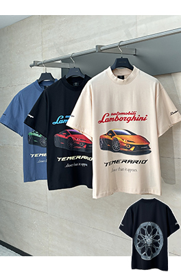 バレンシアガスーパーコピー ランボルギーニスポーツカーロゴ直噴プリント半袖Tシャツ