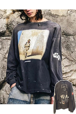 セント マイケル スターウォーズ古い破壊長袖Tシャツ