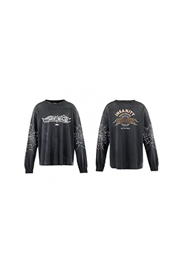セント マイケル 新しい水洗い破壊長袖Tシャツ