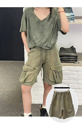 リックオウエンス カジュアルルーズポケットダーク風トレンド引き紐パンツ