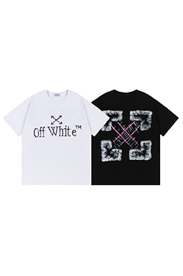 オフホワイト 前後ゆったりバージョンロゴ半袖Tシャツ