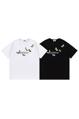 オフホワイト スタイリッシュなルーズバージョンの半袖Tシャツ