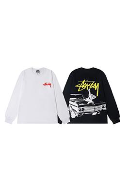 ステューシーコピー ダブルSパターン文字プリントクルーネックルーズ長袖シャツ