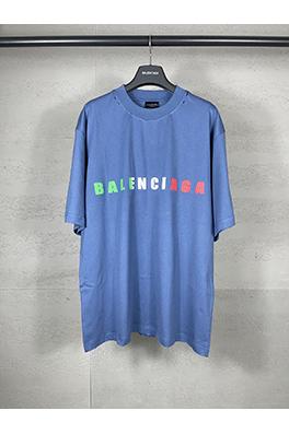 バレンシアガ イングリッシュカラーロゴフォームプリントウォッシュ磨かれた古い半袖Tシャツ