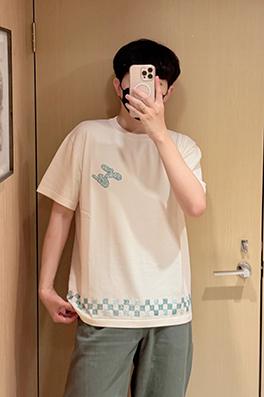ルイヴィトンスーパーコピー ビーズチェック柄ニット半袖Tシャツ