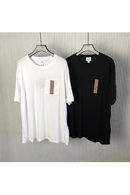 バーバリー 新しいポケットストライプシルクコットン半袖Tシャツ