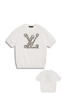ルイヴィトンスーパーコピー  LV定番のツイストロープロゴニット半袖Tシャツ