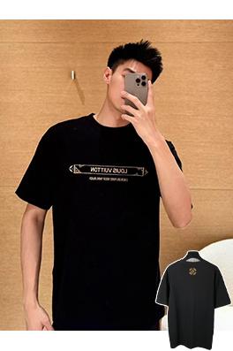 ルイヴィトン 新しい DAMIER ゴールド文字刺繍半袖Tシャツ