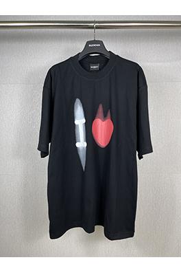 バレンシアガスーパーコピーネックライン刺繍ロゴ半袖Tシャツ