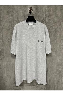 セリーヌ クラシックな小さなロゴプリントの重い半袖Tシャツ