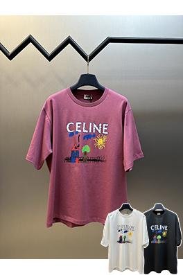 セリーヌ ファッション子供楽しい絵画プリントラウンドネック半袖Tシャツ