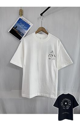 クロムハーツスーパーコピー 新しいクロス布水洗い半袖Tシャツ