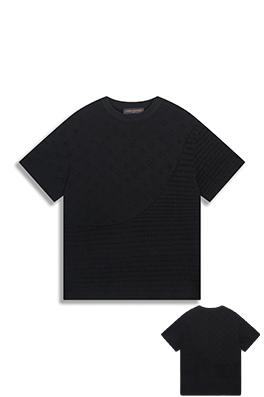 ルイヴィトン 新しい半袖ジャカード植毛ニット半袖Tシャツ