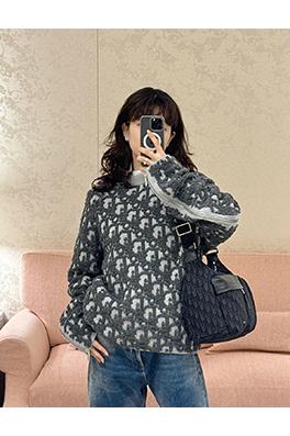 ディオールジャカードジッパー付きツースリーブウールブレンドニット