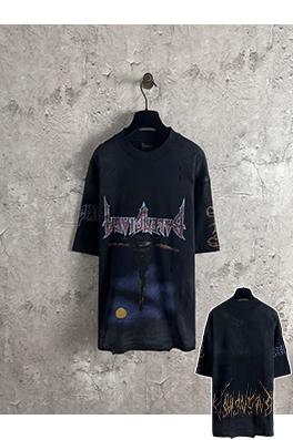 バレンシアガ ファッション倒立鉄塔デジタル直噴半袖Tシャツ