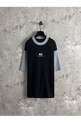 バレンシアガ ファッション胸刺繍ダブルサークル衝突色半袖Tシャツ