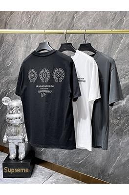 クロムハーツコピー 馬蹄サンスクリット語手磨きシリコンレタリング半袖Tシャツ