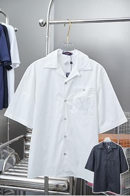 ルイヴィトン 新しい胸袋刺繍ロゴ半袖シャツ