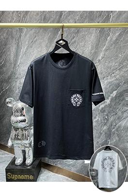 クロムハーツコピー ファッション馬蹄十字花サンスクリット半袖Tシャツ