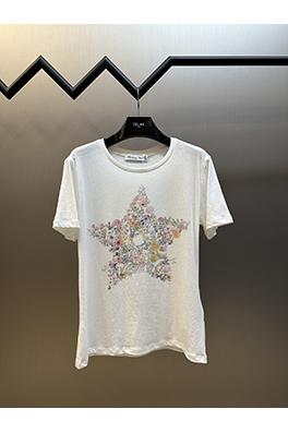 ディオール ファッション五芒星花柄半袖Tシャツ