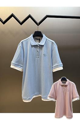 プラダ ファッション平織りニット偽2枚半袖ポロシャツ