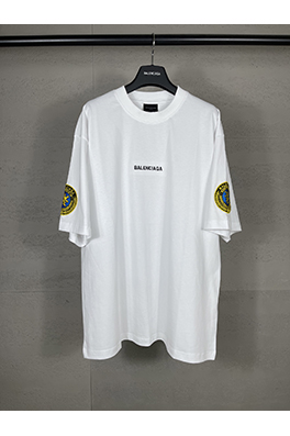 バレンシアガ 新しい胸のパリのアルファベットのロゴ刺繍半袖Tシャツ